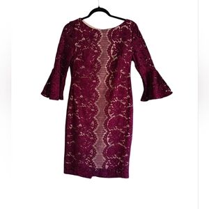 Melonie Brand Magenta Lace Overlay Dress Size 6 NWT